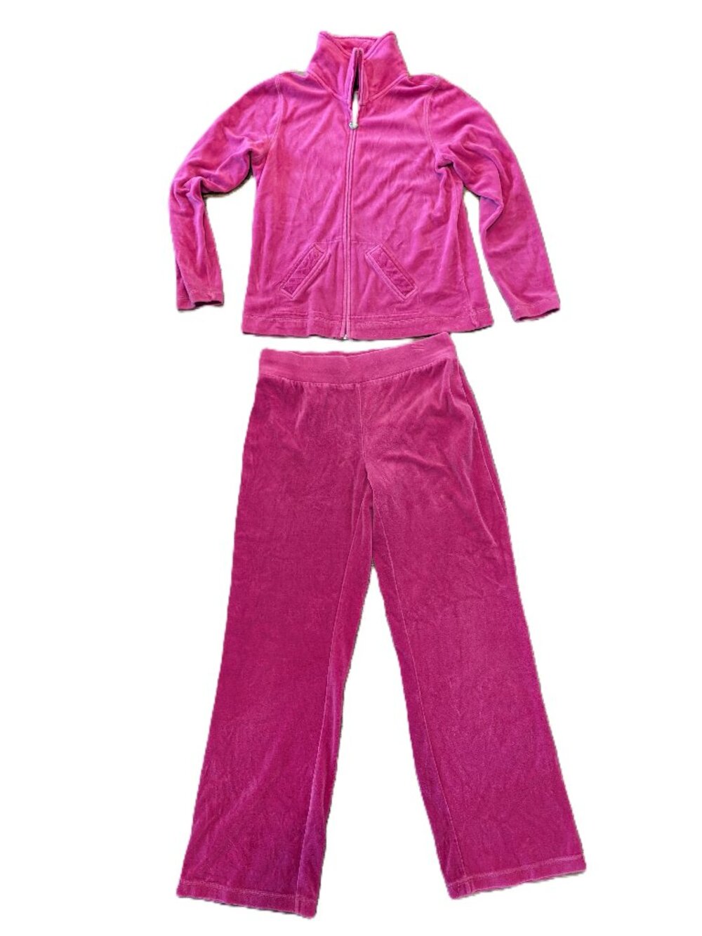Activology Y2K Pink Velour Track Suit Women Sz S/M Full Zip Loungewear Retro